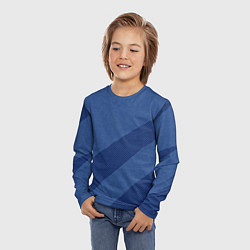 Лонгслив детский Синий текстурный с полосой, цвет: 3D-принт — фото 2