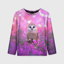 Лонгслив детский Сова на блестящем фоне, цвет: 3D-принт