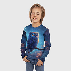 Лонгслив детский Ночная сова на ветке, цвет: 3D-принт — фото 2