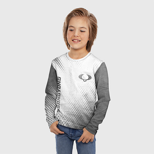 Детский лонгслив SsangYong - white gradient вертикально / 3D-принт – фото 3