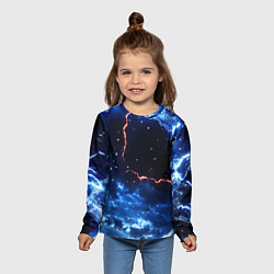 Лонгслив детский Звезды и молнии в разломе плит, цвет: 3D-принт — фото 2
