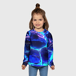 Лонгслив детский Объемные плиты в неоновом свечение, цвет: 3D-принт — фото 2