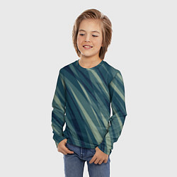 Лонгслив детский Зеленовато-синий полосы, цвет: 3D-принт — фото 2