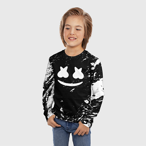 Детский лонгслив Marshmello брызги красок / 3D-принт – фото 3