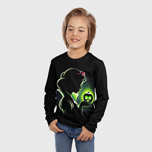 Детский лонгслив Белоснежка и яблоко - силуэт крупно / 3D-принт – фото 3