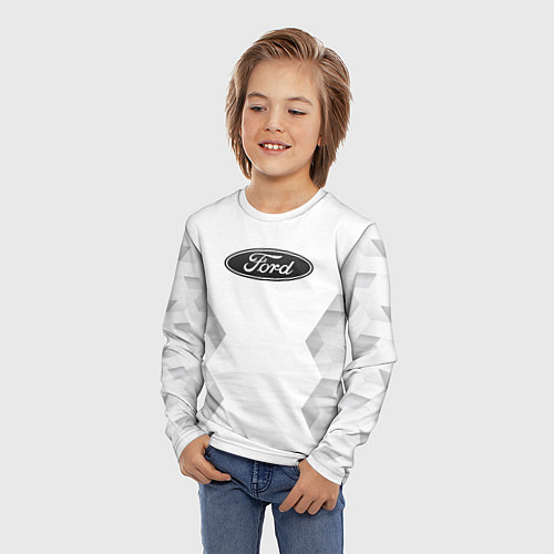 Детский лонгслив Ford white poly / 3D-принт – фото 3