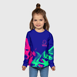 Лонгслив детский Nirvana fire neon, цвет: 3D-принт — фото 2