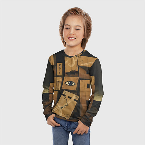 Детский лонгслив Коробки и глаз / 3D-принт – фото 3