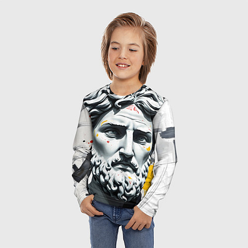 Детский лонгслив Античный портрет и краска / 3D-принт – фото 3