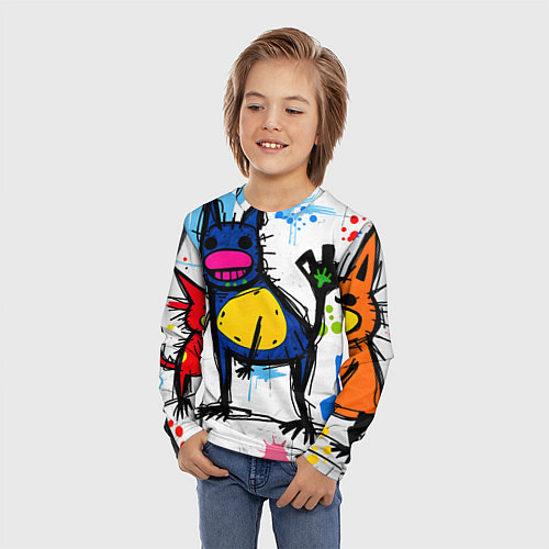 Детский лонгслив Веселые зверята / 3D-принт – фото 3