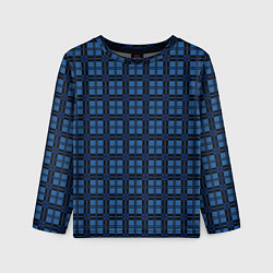Лонгслив детский Синий простой клетчатый, цвет: 3D-принт