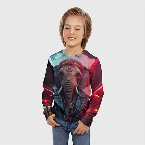 Детский лонгслив Cyberpunk elephant / 3D-принт – фото 3