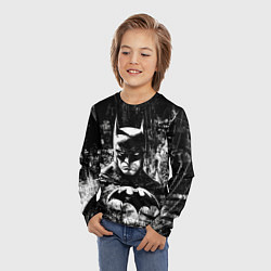 Лонгслив детский Бэтмен черно-белый стиль, цвет: 3D-принт — фото 2