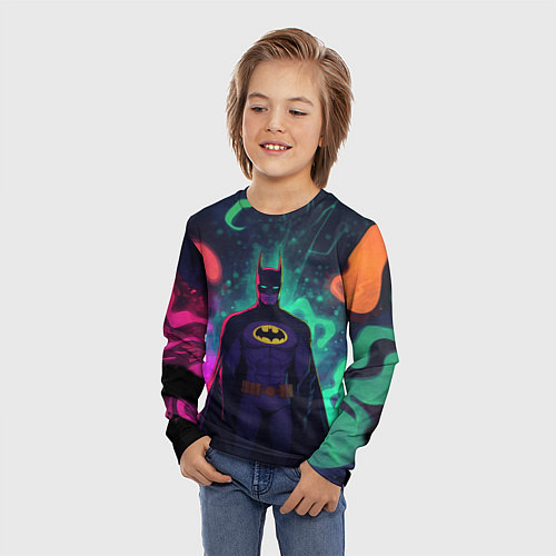 Детский лонгслив Бэтмен красочное небо / 3D-принт – фото 3