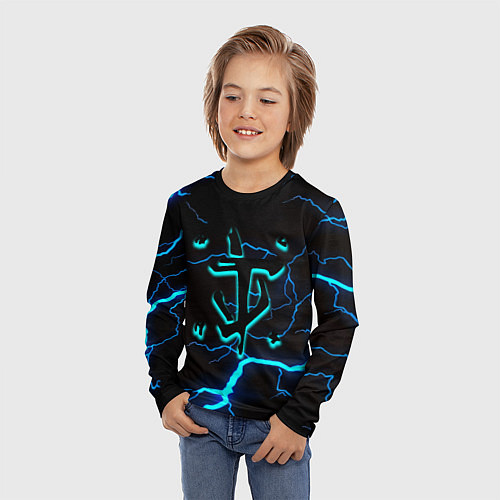 Детский лонгслив Doom молнии неоновые / 3D-принт – фото 3