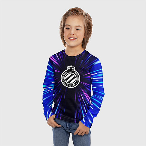 Детский лонгслив Club Brugge neon energy / 3D-принт – фото 3