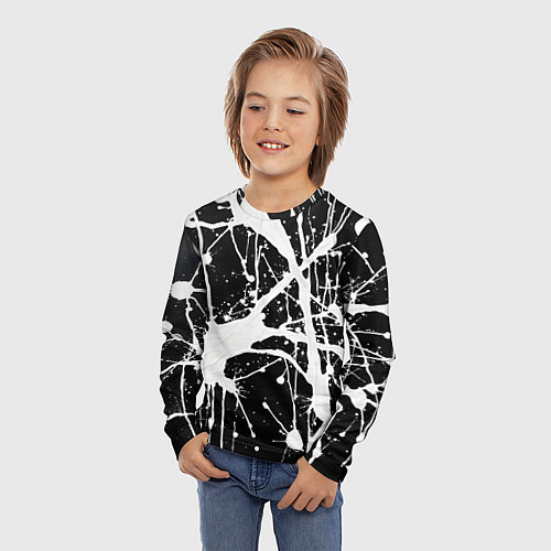 Детский лонгслив Брызги белой краски / 3D-принт – фото 3
