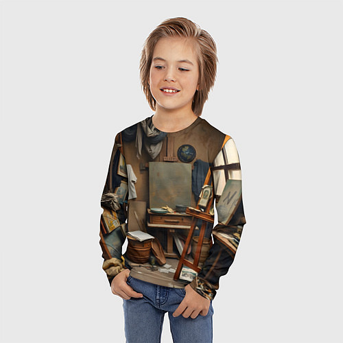 Детский лонгслив Мастерская художника / 3D-принт – фото 3