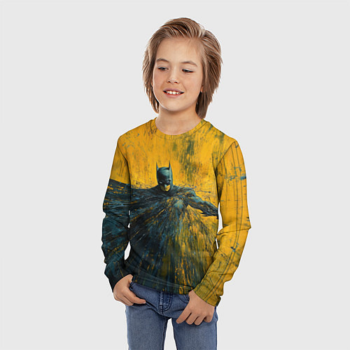 Детский лонгслив Бэтмен нарисованный кистью / 3D-принт – фото 3
