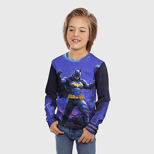 Детский лонгслив Бэтмен в стойке победителя / 3D-принт – фото 3