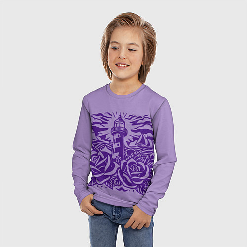 Детский лонгслив Маяк с розами и корабли / 3D-принт – фото 3