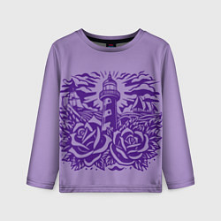 Лонгслив детский Маяк с розами и корабли, цвет: 3D-принт