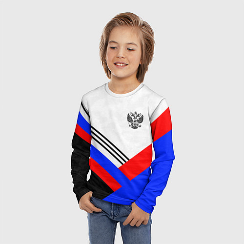 Детский лонгслив Герб России - минимализм / 3D-принт – фото 3