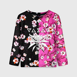 Лонгслив детский Ведьмак паттерн сакура, цвет: 3D-принт