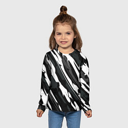 Лонгслив детский Разводы белым на черном, цвет: 3D-принт — фото 2