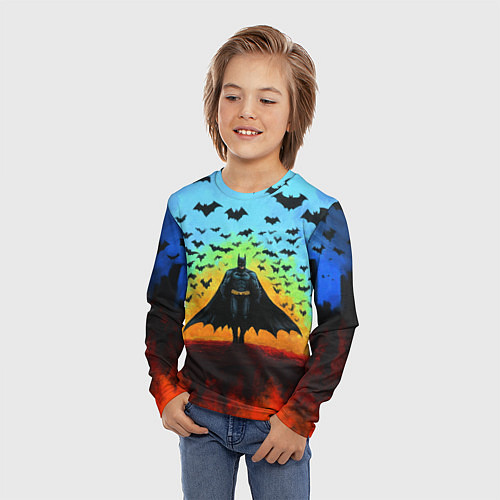 Детский лонгслив Бэтмен и летучие мыши / 3D-принт – фото 3