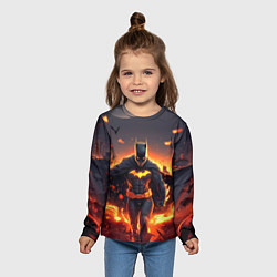 Лонгслив детский Бэтмен - летучие мыши и огонь, цвет: 3D-принт — фото 2