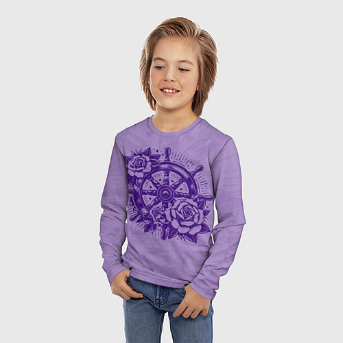 Детский лонгслив Штурвал в розах / 3D-принт – фото 3