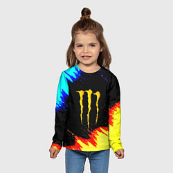 Лонгслив детский Monster energy огненные краски, цвет: 3D-принт — фото 2