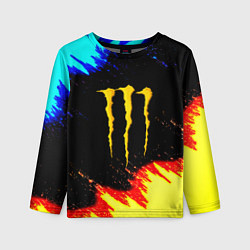 Детский лонгслив Monster energy огненные краски