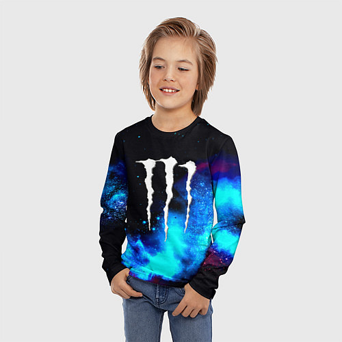 Детский лонгслив Monster energy космос / 3D-принт – фото 3