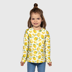 Лонгслив детский Сочные лимоны - паттерн, цвет: 3D-принт — фото 2