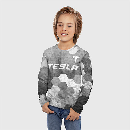 Детский лонгслив Tesla - grey gradient посередине / 3D-принт – фото 3