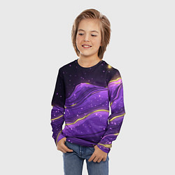 Лонгслив детский Фиолетовая текстура с золотыми звездочками, цвет: 3D-принт — фото 2