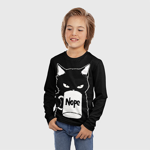 Детский лонгслив Angry black cat nope / 3D-принт – фото 3