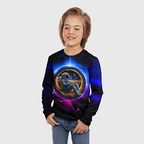 Детский лонгслив Космонавт в луне / 3D-принт – фото 3