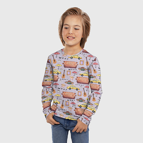 Детский лонгслив Друзья - паттерн / 3D-принт – фото 3