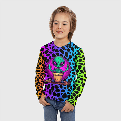 Детский лонгслив Кактус инопланетянин / 3D-принт – фото 3