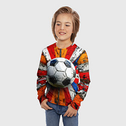 Лонгслив детский Футбольный мяч в ярких линиях, цвет: 3D-принт — фото 2