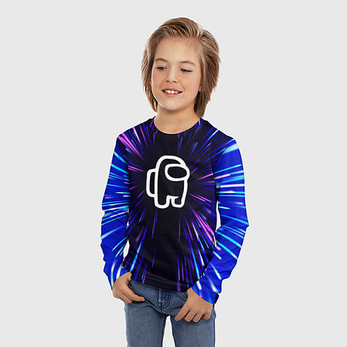 Детский лонгслив Among Us neon energy / 3D-принт – фото 3