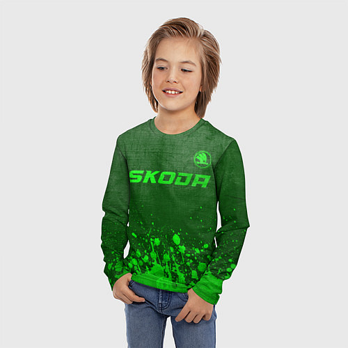 Детский лонгслив Skoda - green gradient посередине / 3D-принт – фото 3