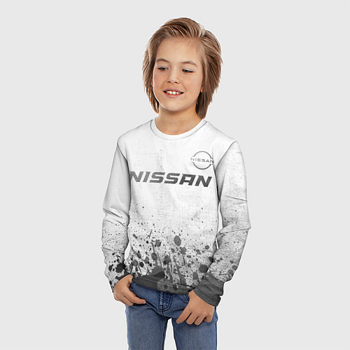 Детский лонгслив Nissan - white gradient посередине / 3D-принт – фото 3