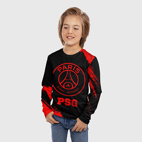 Детский лонгслив PSG - red gradient / 3D-принт – фото 3