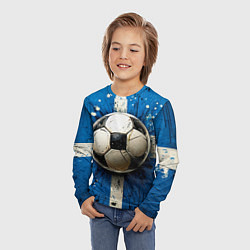 Лонгслив детский Футбольный мяч на синем, цвет: 3D-принт — фото 2