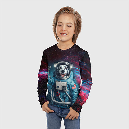 Детский лонгслив Далматинец бравый космонавт - нейроарт / 3D-принт – фото 3
