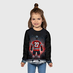 Лонгслив детский Хоккеист на черном, цвет: 3D-принт — фото 2